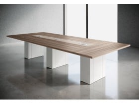 Tavolo riunione con base metallo e top access , serie Go steel
